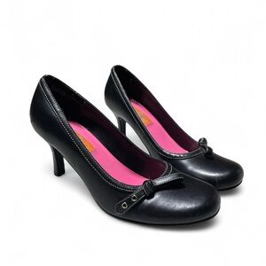Y2K black bow pumps